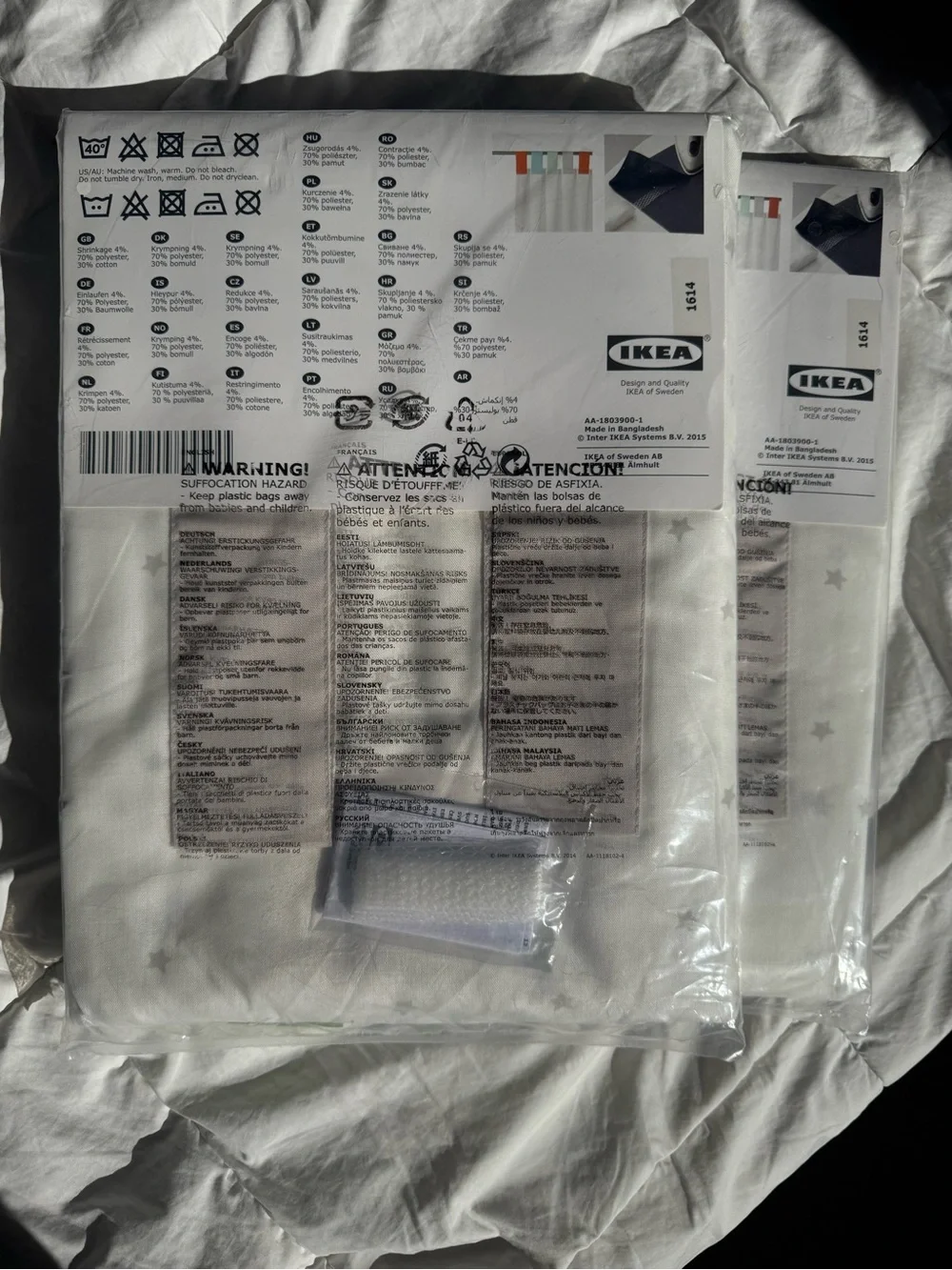 IKEA Curtain Panel with Colorful Tabs - White